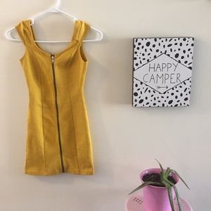 H&M Mustard front zipper mini dress size 2